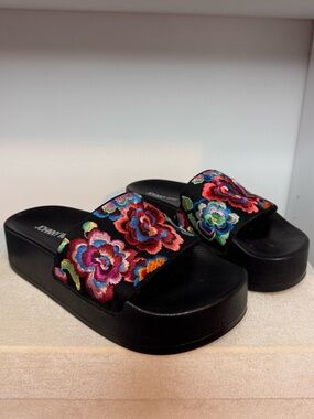 Johnny Was Embroidered Platform Pool Slides